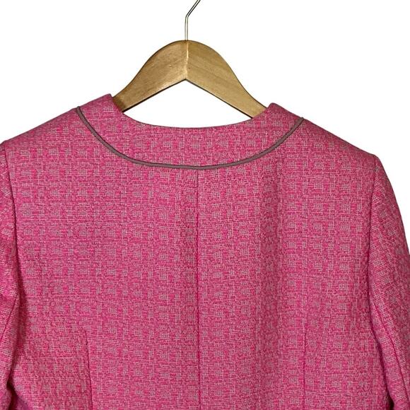Anne Klein Tweed Pink Blazer Jacket Open Front Long Sleeve Petite Women's 10P - Picture 8 of 10